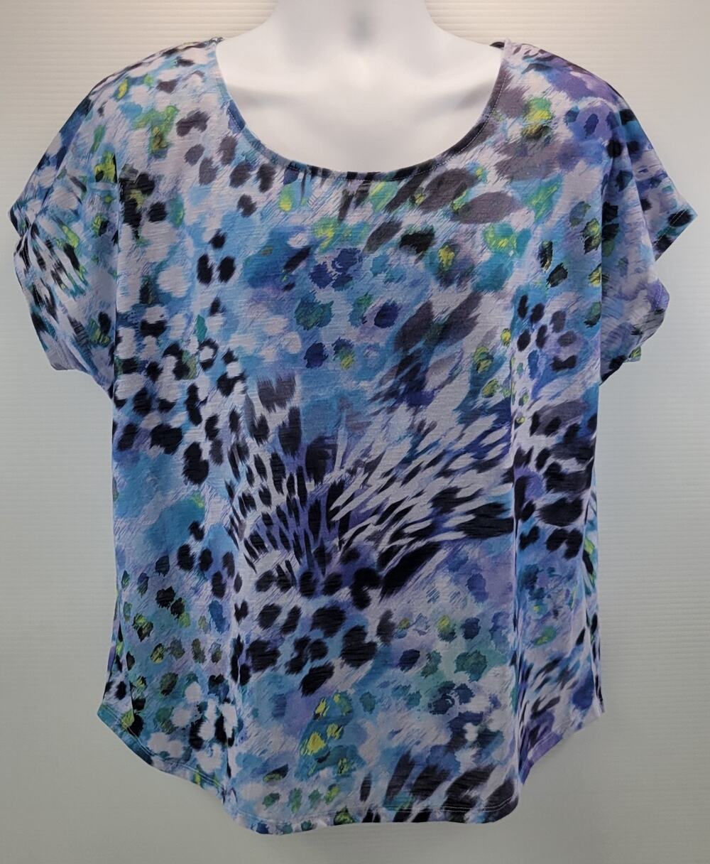 L4) Apt 9 Woman Multicolor Animal Print Floral Woman Shirt Blouse Top 0X
